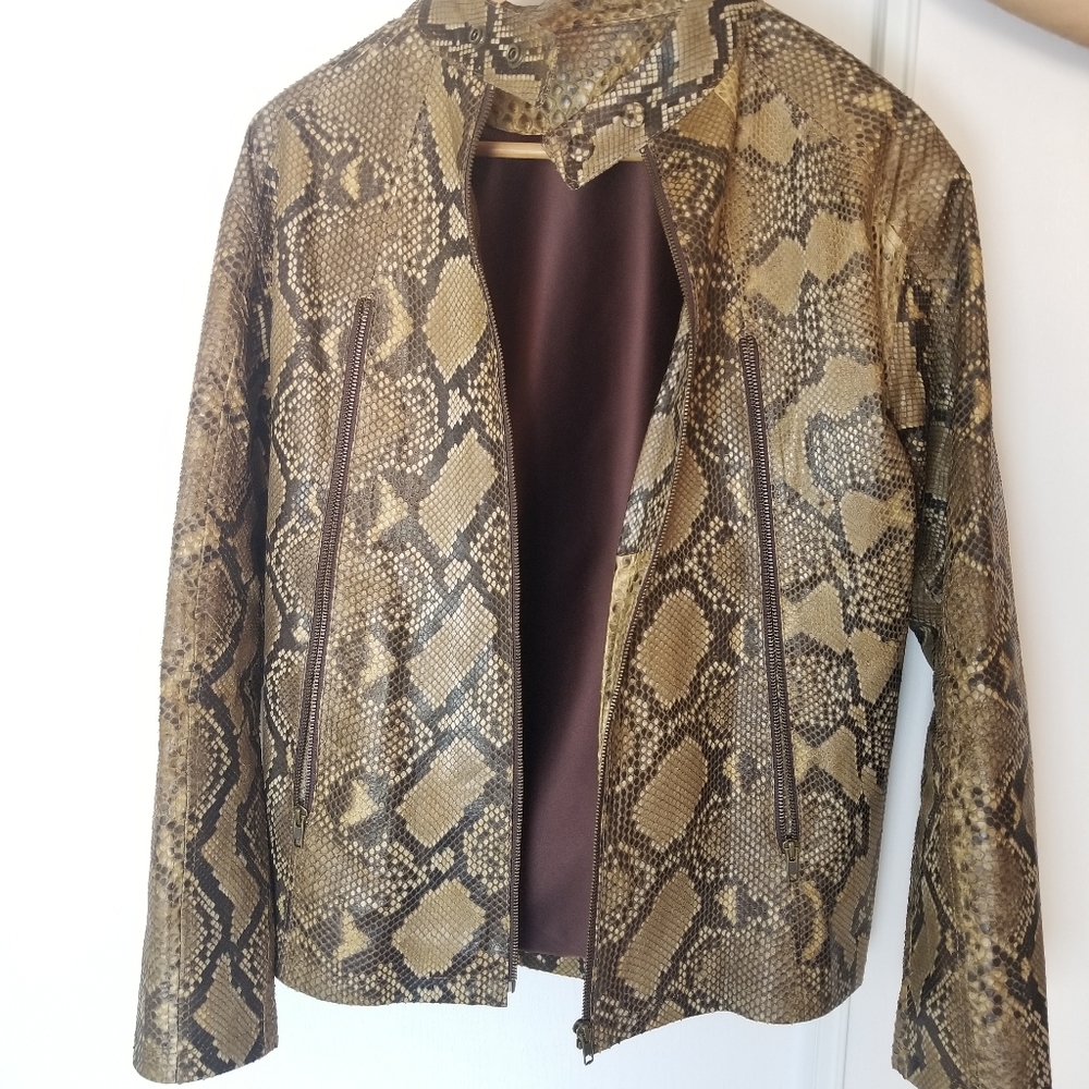 Python Snakeskin Leather Jacket Size-M - image 2